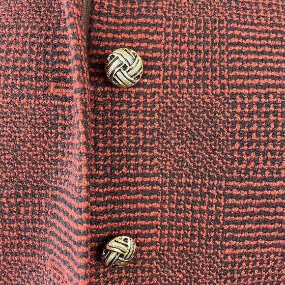 EUC Vintage Laura Leigh Ltd Womens Red and Black 100% Wool Blazer Jacket Size 10 - Picture 3 of 6